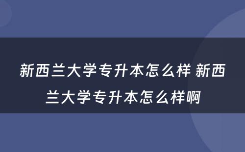 新西兰大学专升本怎么样 新西兰大学专升本怎么样啊