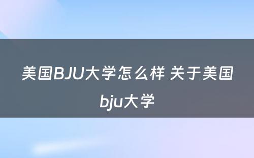 美国BJU大学怎么样 关于美国bju大学