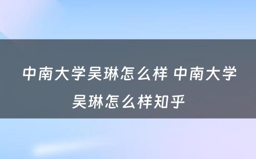 中南大学吴琳怎么样 中南大学吴琳怎么样知乎