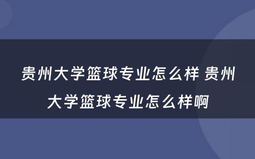 贵州大学篮球专业怎么样 贵州大学篮球专业怎么样啊