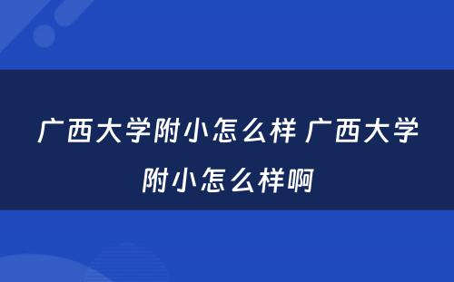 广西大学附小怎么样 广西大学附小怎么样啊