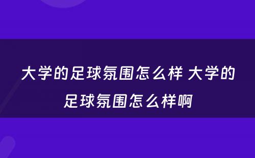 大学的足球氛围怎么样 大学的足球氛围怎么样啊