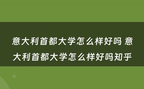 意大利首都大学怎么样好吗 意大利首都大学怎么样好吗知乎