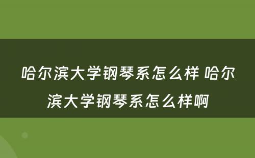 哈尔滨大学钢琴系怎么样 哈尔滨大学钢琴系怎么样啊