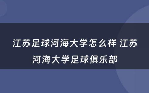 江苏足球河海大学怎么样 江苏河海大学足球俱乐部