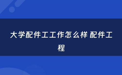 大学配件工工作怎么样 配件工程