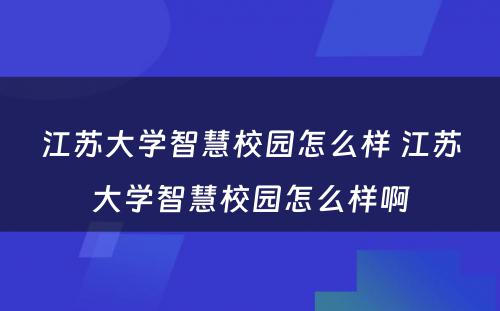 江苏大学智慧校园怎么样 江苏大学智慧校园怎么样啊