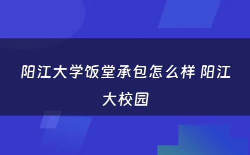 阳江大学饭堂承包怎么样 阳江大校园