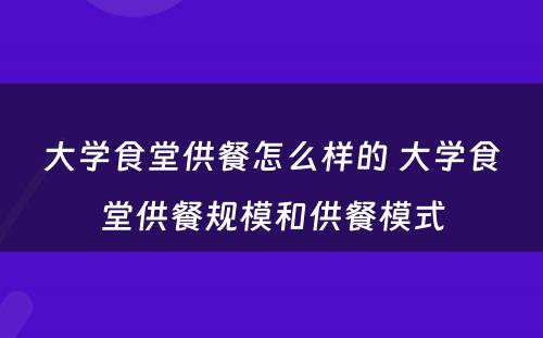 大学食堂供餐怎么样的 大学食堂供餐规模和供餐模式