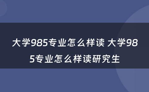 大学985专业怎么样读 大学985专业怎么样读研究生