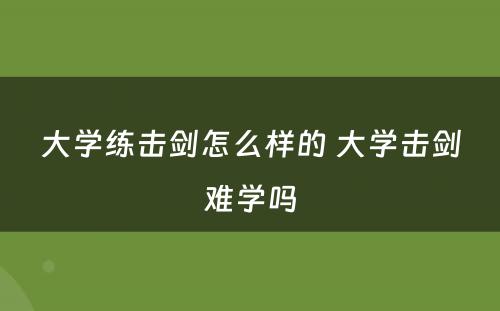 大学练击剑怎么样的 大学击剑难学吗