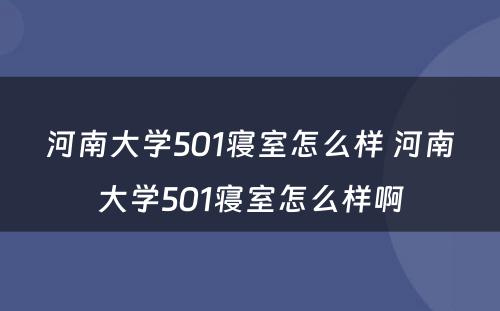 河南大学501寝室怎么样 河南大学501寝室怎么样啊