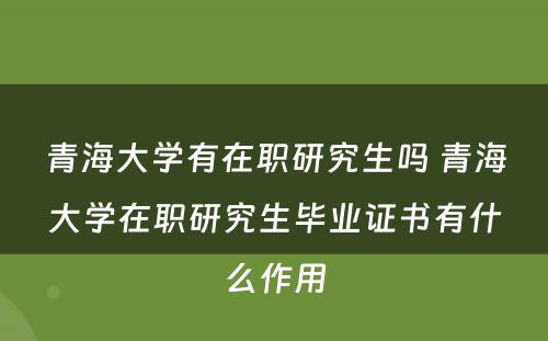 青海大学有在职研究生吗 青海大学在职研究生毕业证书有什么作用