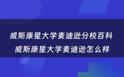 威斯康星大学麦迪逊分校百科 威斯康星大学麦迪逊怎么样