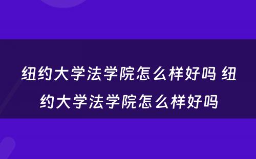 纽约大学法学院怎么样好吗 纽约大学法学院怎么样好吗