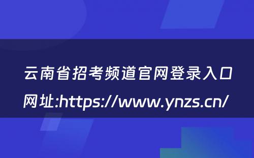 云南省招考频道官网登录入口网址:https://www.ynzs.cn/ 