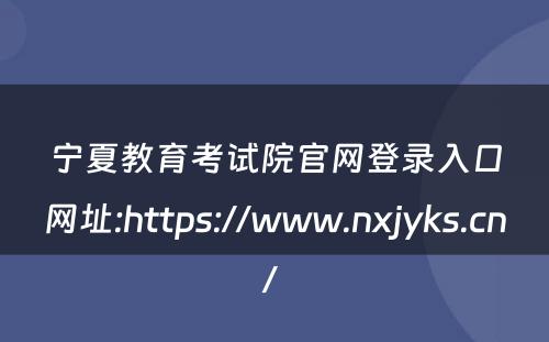 宁夏教育考试院官网登录入口网址:https://www.nxjyks.cn/ 