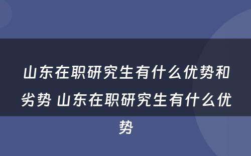 山东在职研究生有什么优势和劣势 山东在职研究生有什么优势