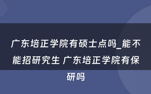 广东培正学院有硕士点吗_能不能招研究生 广东培正学院有保研吗