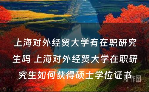 上海对外经贸大学有在职研究生吗 上海对外经贸大学在职研究生如何获得硕士学位证书