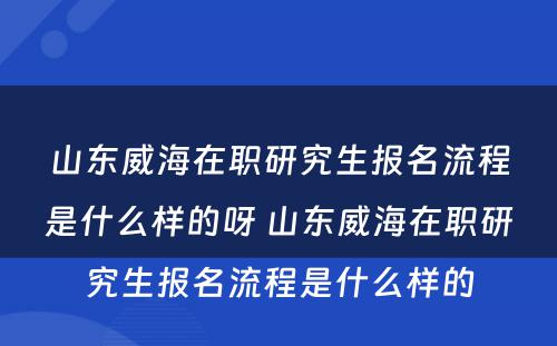 山东威海在职研究生报名流程是什么样的呀 山东威海在职研究生报名流程是什么样的