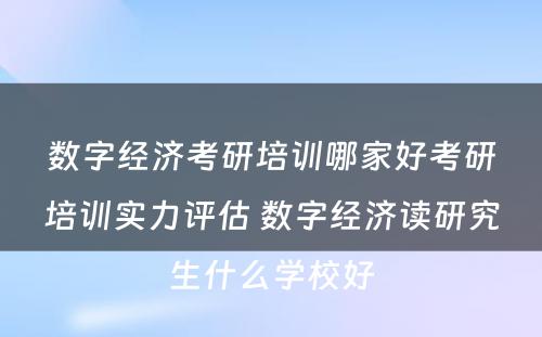 数字经济考研培训哪家好考研培训实力评估 数字经济读研究生什么学校好