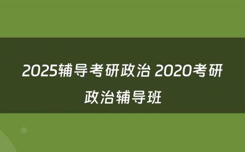 2025辅导考研政治 2020考研政治辅导班