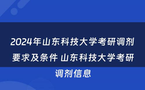 2024年山东科技大学考研调剂要求及条件 山东科技大学考研调剂信息