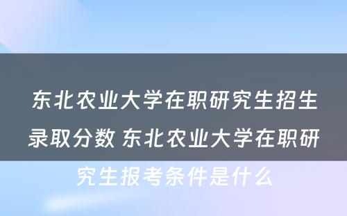 东北农业大学在职研究生招生录取分数 东北农业大学在职研究生报考条件是什么