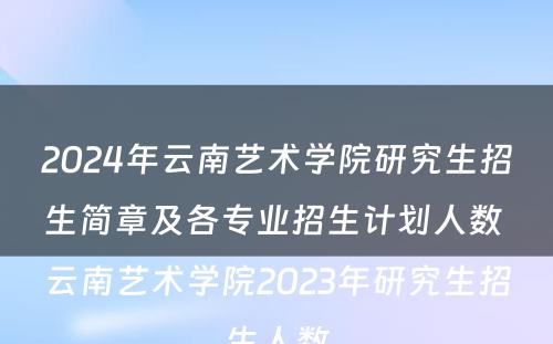 2024年云南艺术学院研究生招生简章及各专业招生计划人数 云南艺术学院2023年研究生招生人数