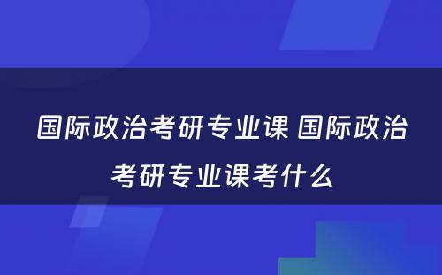 国际政治考研专业课 国际政治考研专业课考什么