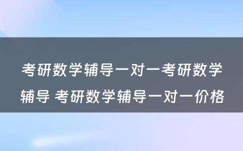 考研数学辅导一对一考研数学辅导 考研数学辅导一对一价格