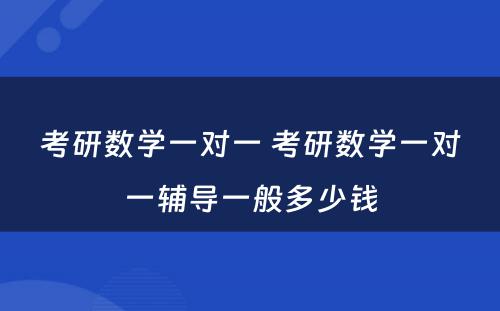 考研数学一对一 考研数学一对一辅导一般多少钱