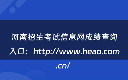 河南招生考试信息网成绩查询入口：http://www.heao.com.cn/ 