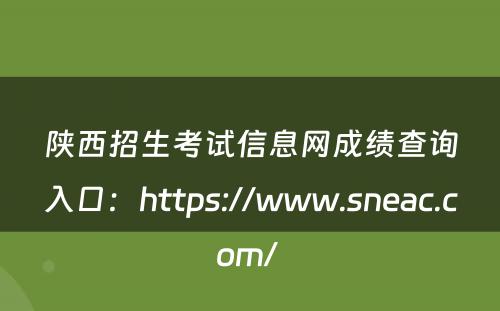 陕西招生考试信息网成绩查询入口：https://www.sneac.com/ 