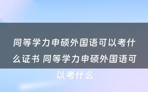 同等学力申硕外国语可以考什么证书 同等学力申硕外国语可以考什么