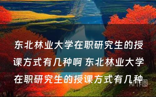 东北林业大学在职研究生的授课方式有几种啊 东北林业大学在职研究生的授课方式有几种