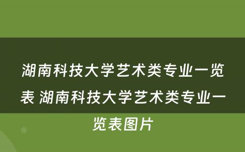 湖南科技大学艺术类专业一览表 湖南科技大学艺术类专业一览表图片