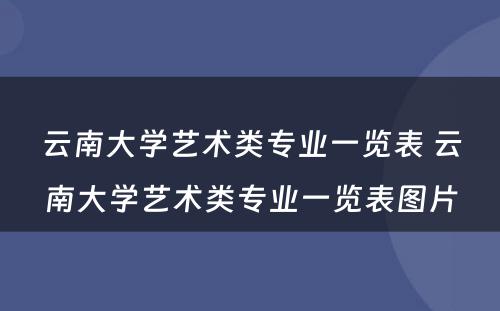 云南大学艺术类专业一览表 云南大学艺术类专业一览表图片