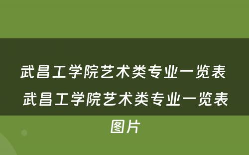 武昌工学院艺术类专业一览表 武昌工学院艺术类专业一览表图片