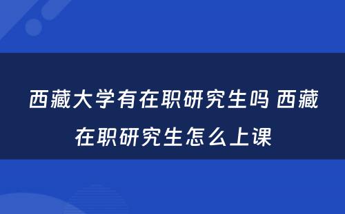 西藏大学有在职研究生吗 西藏在职研究生怎么上课