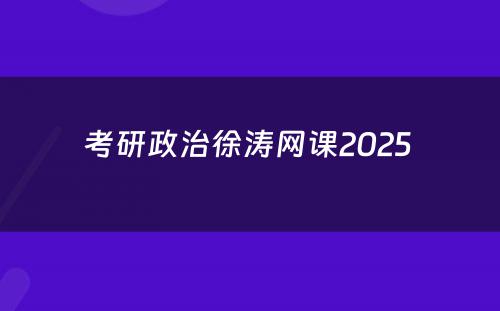 考研政治徐涛网课2025 