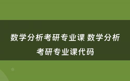 数学分析考研专业课 数学分析考研专业课代码