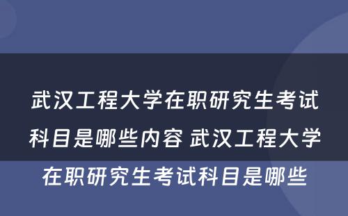 武汉工程大学在职研究生考试科目是哪些内容 武汉工程大学在职研究生考试科目是哪些