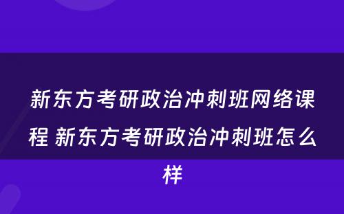 新东方考研政治冲刺班网络课程 新东方考研政治冲刺班怎么样