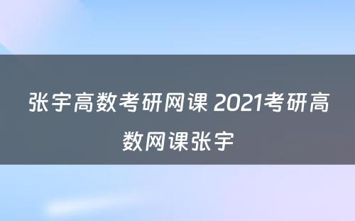 张宇高数考研网课 2021考研高数网课张宇