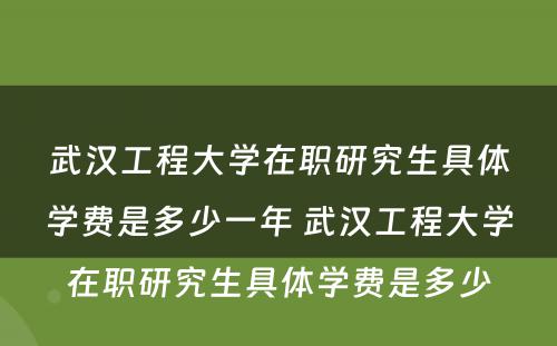 武汉工程大学在职研究生具体学费是多少一年 武汉工程大学在职研究生具体学费是多少