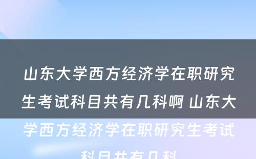 山东大学西方经济学在职研究生考试科目共有几科啊 山东大学西方经济学在职研究生考试科目共有几科