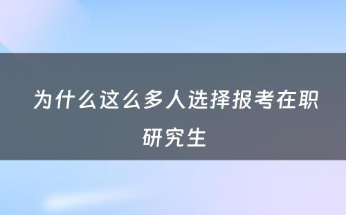  为什么这么多人选择报考在职研究生