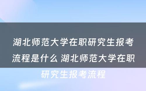 湖北师范大学在职研究生报考流程是什么 湖北师范大学在职研究生报考流程